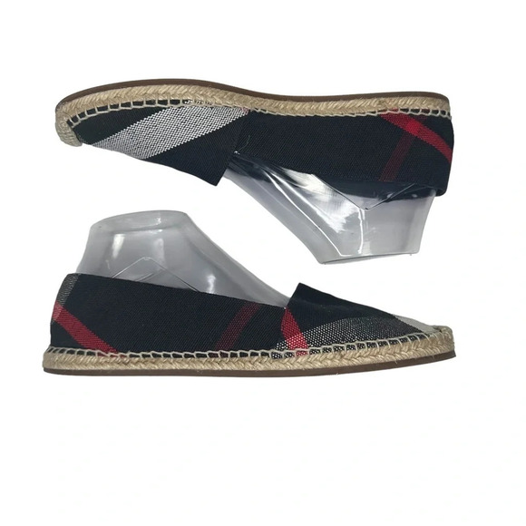 Burberry Hodgeson Check Canvas Flat Espadrille, Navy Check. Sz: EU 40 /US 9 - Picture 5 of 10